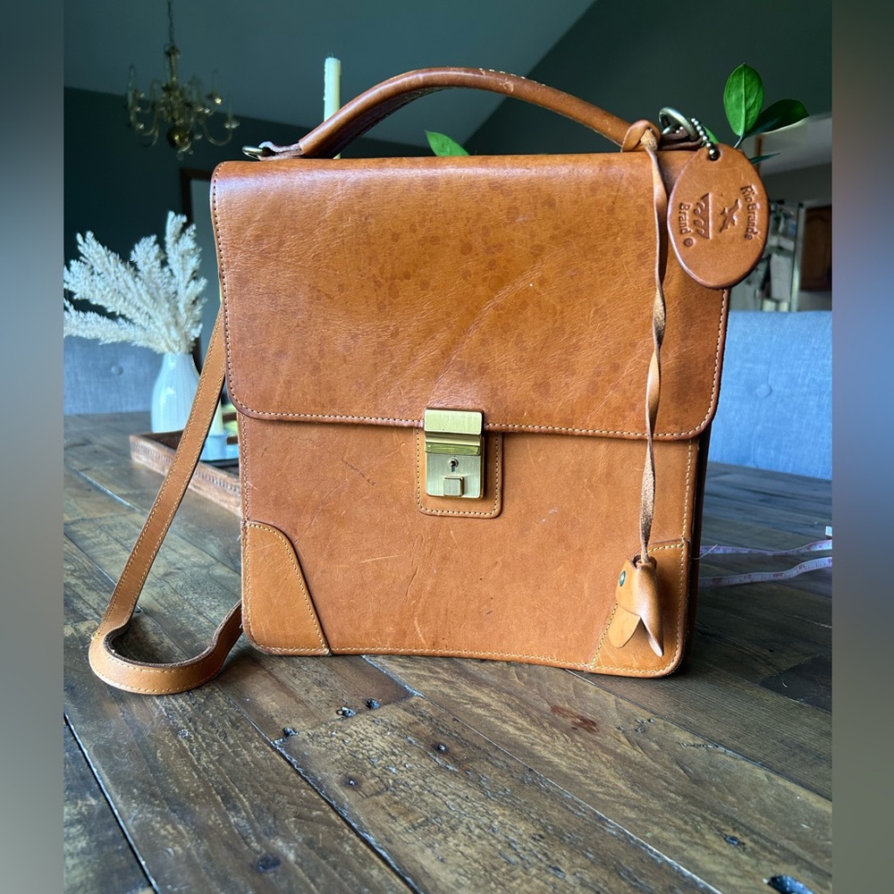 Rare Vintage Rio Grande Brand Leather Briefcase With Key